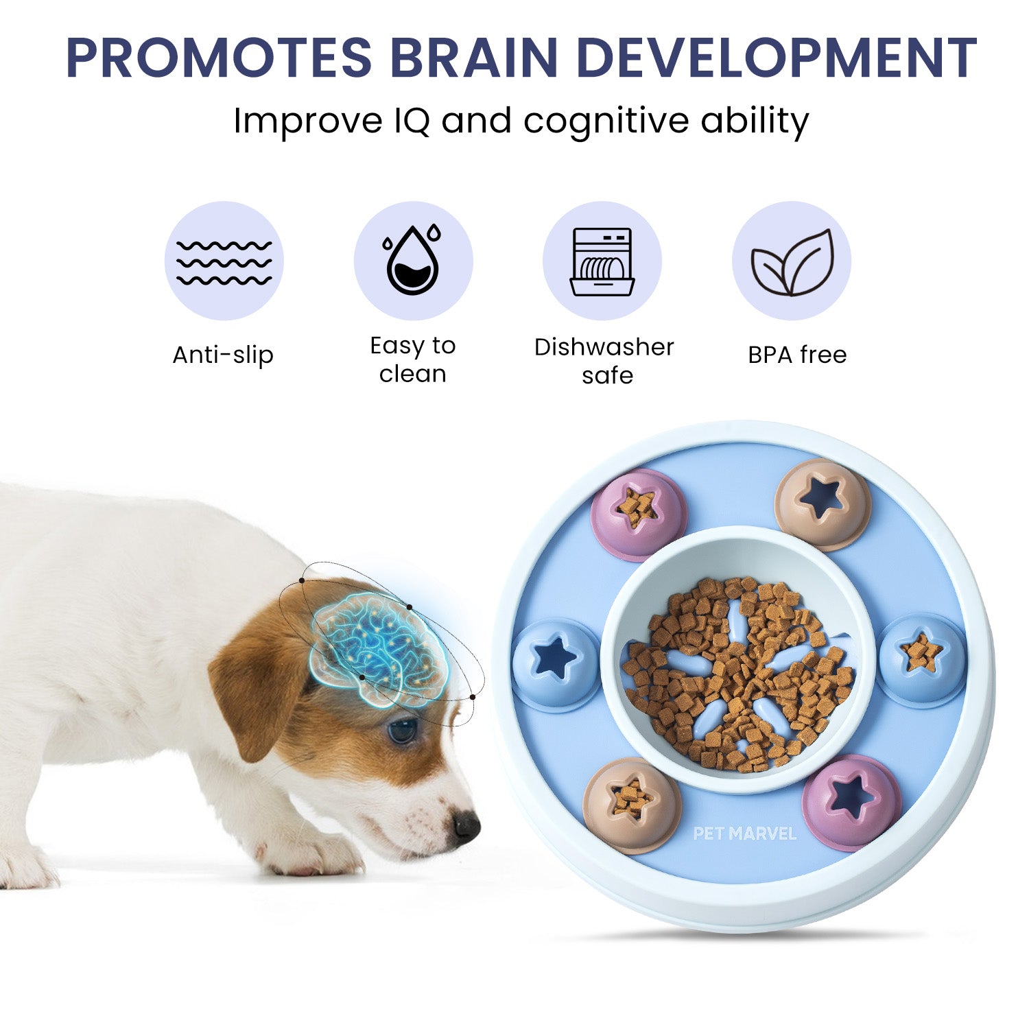PETMARVEL Interactive Puzzle Game Dog Toy – Level 1-3, Slow Feeder & IQ Trainer for Dogs