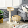 Elevated Cat Bed with Sisal Scratching Post – Modern Cat Tree with Cute Basket Design for Indoor Kitties