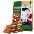 Dog Calcium Bones – Chicken Wrapped Rawhide-Free Chews + Grain-Free Healthy Treats for Small & Large Dogs