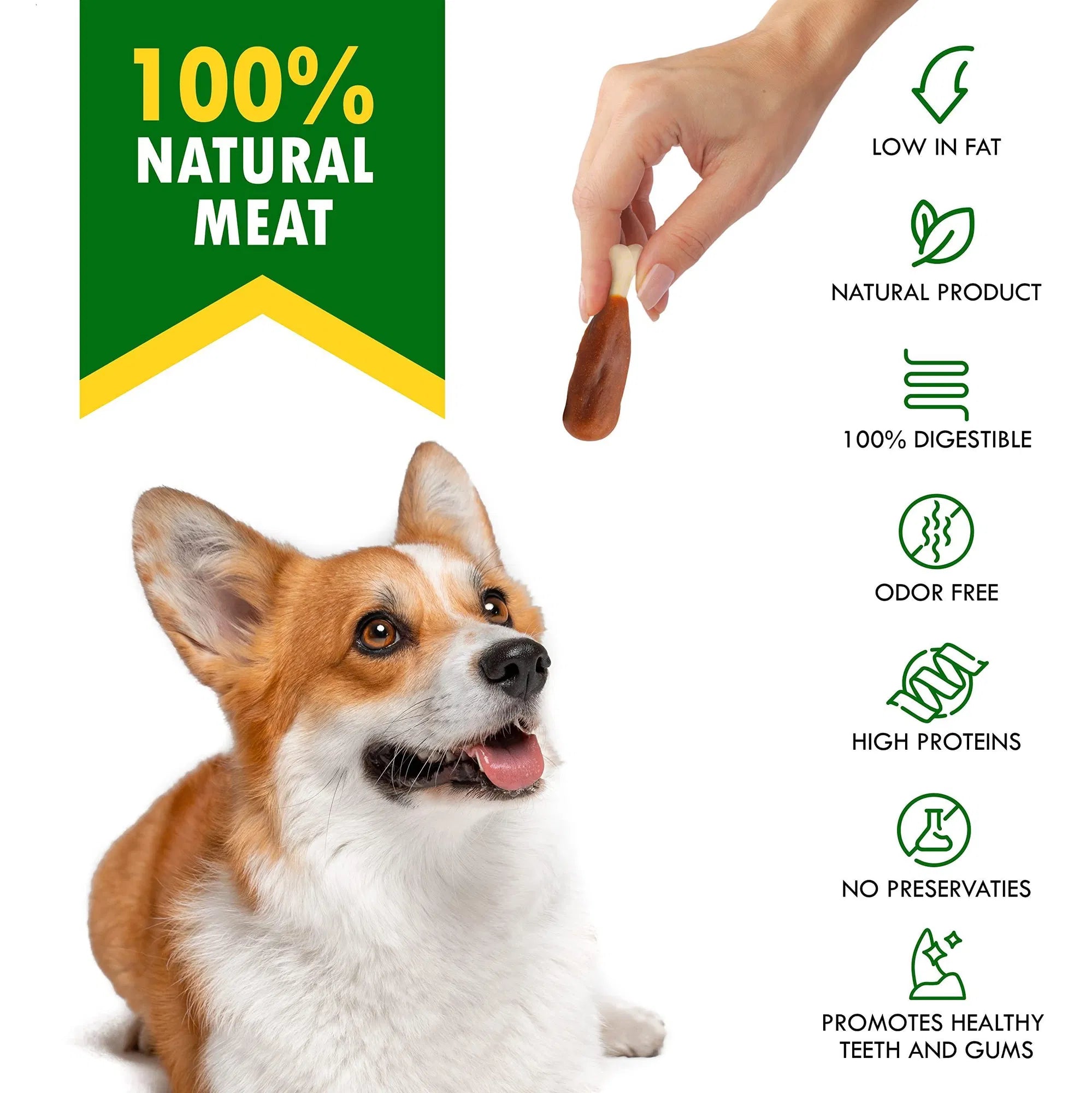 Dog Calcium Bones – Chicken Wrapped Rawhide-Free Chews + Grain-Free Healthy Treats for Small & Large Dogs